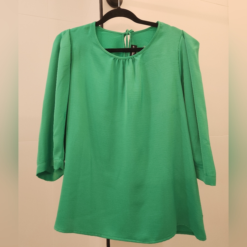 Karl Lagerfeld Vibrant Green Silk Blouse Sz XL
